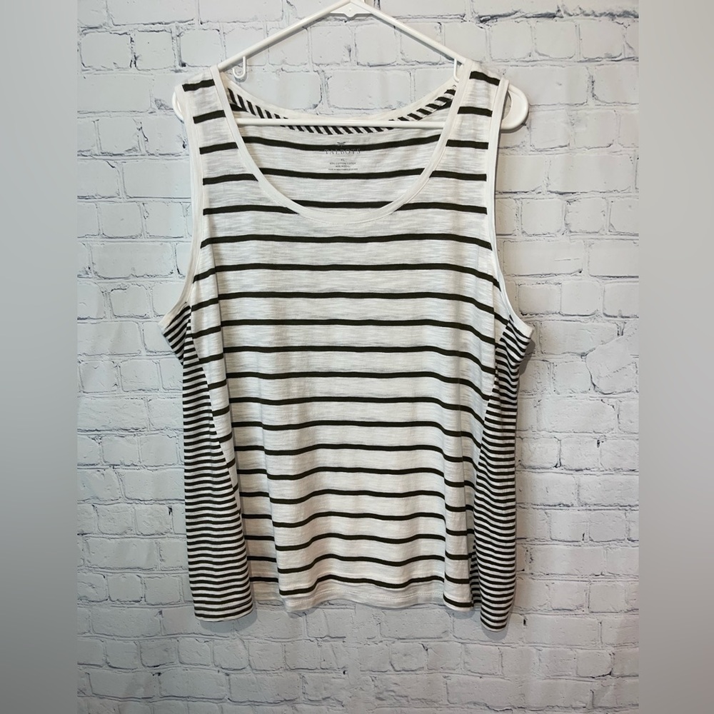 Talbots XL ivory & olive green